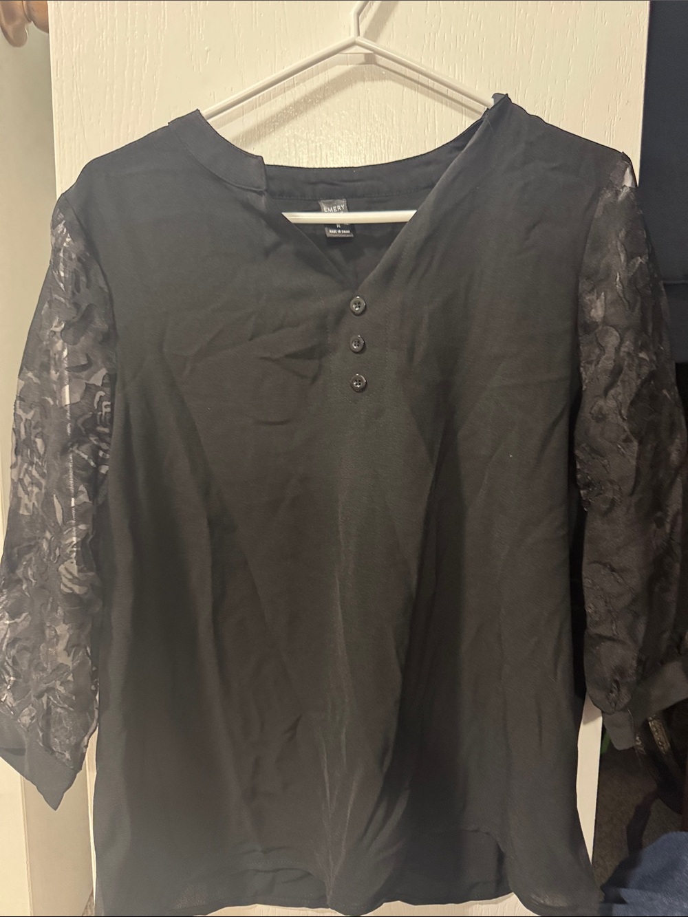 Black Lace Sleeve Women's Top -